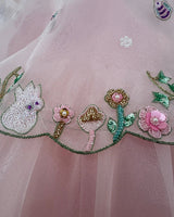 Dusty Rose Organza Girls Dress with Hand-Embroidered Cape & Satin Lining - BYB PREMIUM