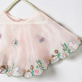 Dusty Rose Organza Girls Dress with Hand-Embroidered Cape & Satin Lining - BYB PREMIUM