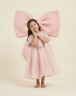 Load image into Gallery viewer, Dusty Rose Organza Girls Dress with Hand-Embroidered Cape &amp; Satin Lining - BYB PREMIUM
