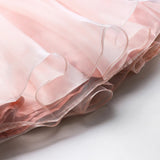 Dusty Rose Organza Girls Dress with Hand-Embroidered Cape & Satin Lining - BYB PREMIUM