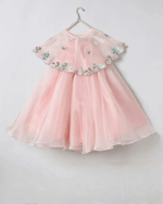 Load image into Gallery viewer, Dusty Rose Organza Girls Dress with Hand-Embroidered Cape &amp; Satin Lining - BYB PREMIUM
