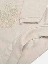 Ecru Melange Cotton Elastane Sweatshirt for Girls - BYB PREMIUM