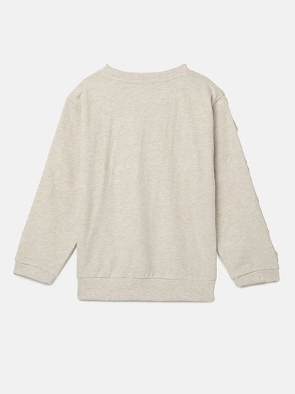 Ecru Melange Sweatshirt with Pearl Heart Embroidery - BYB PREMIUM