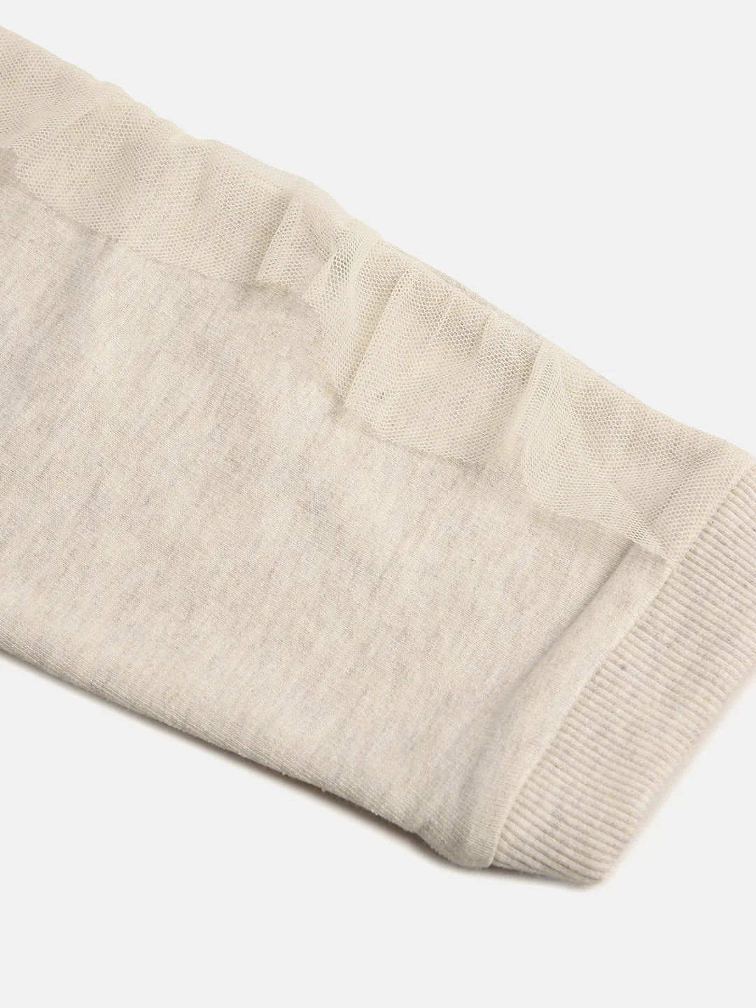 Ecru melange sweatshirt with pearl heart embroidery   byb premium