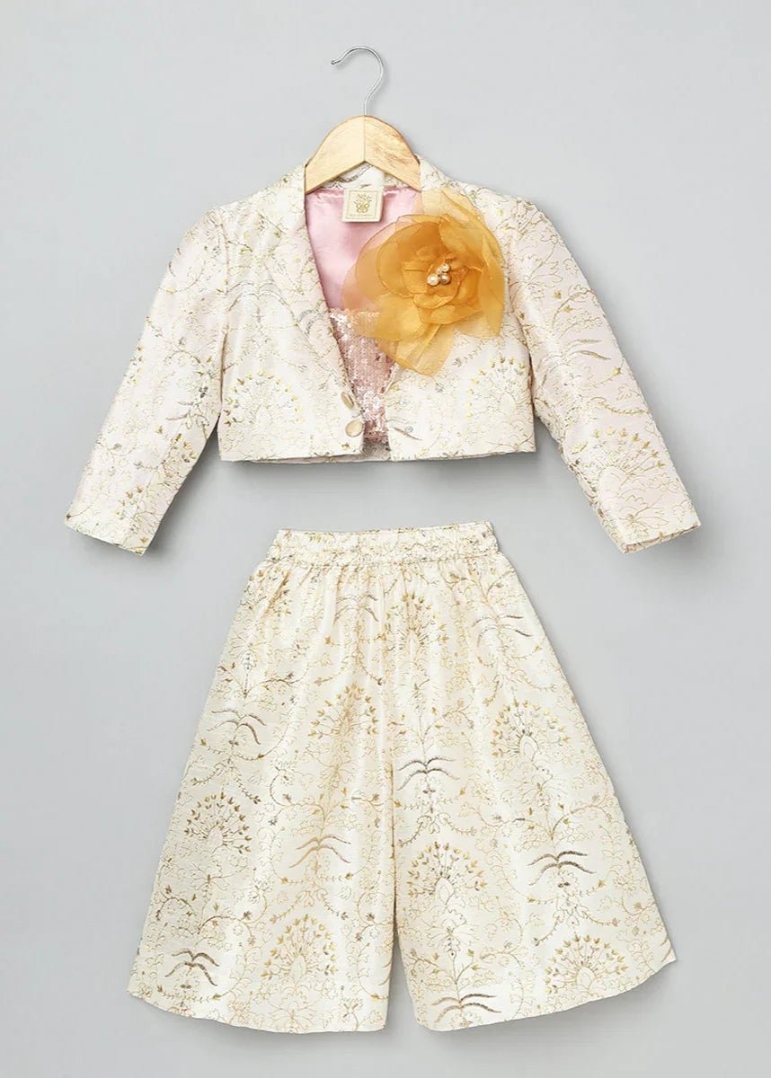 Embroidered blazer and culotte set   byb premium