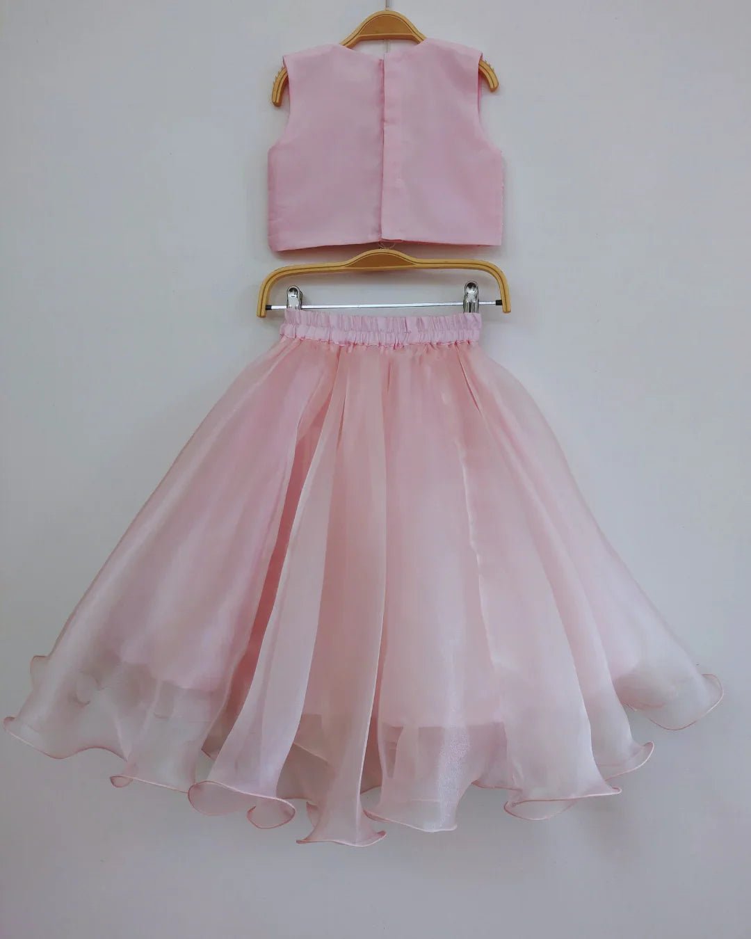 Embroidered organza skirt & raw silk top set   byb premium