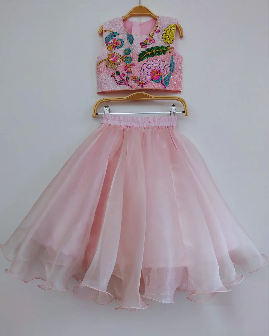 Embroidered Organza Skirt & Raw Silk Top Set - BYB PREMIUM