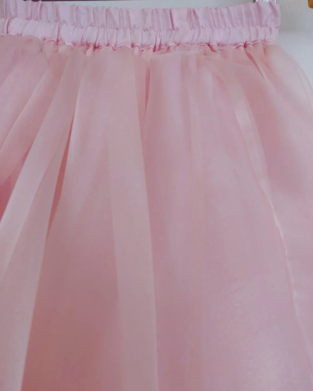 Embroidered organza skirt & raw silk top set   byb premium