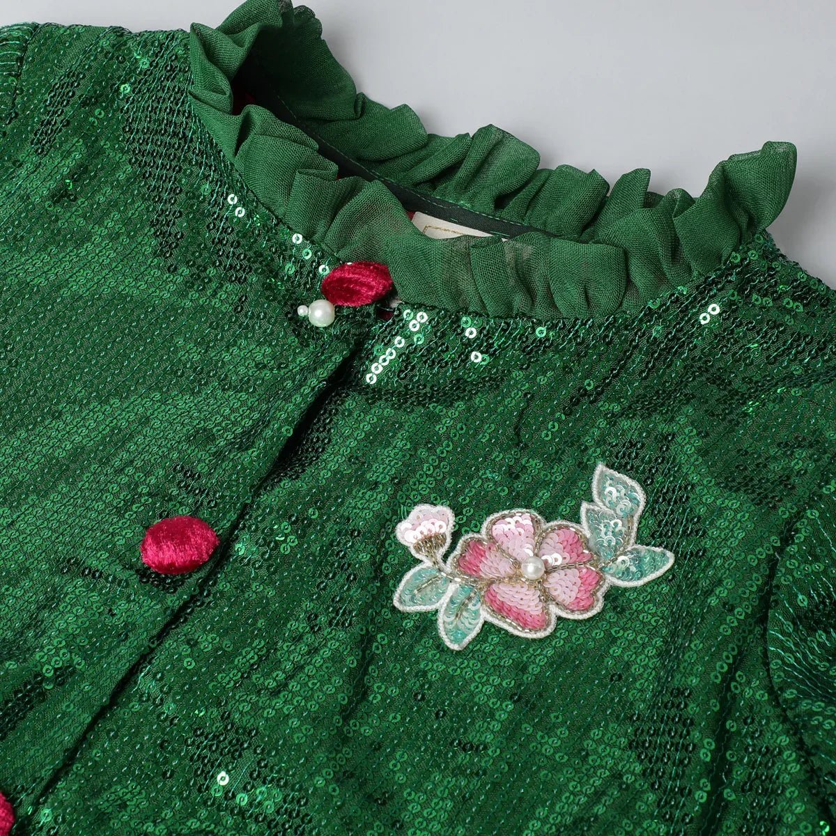 Emerald green sequin jacket for girls with soft lining   byb premium