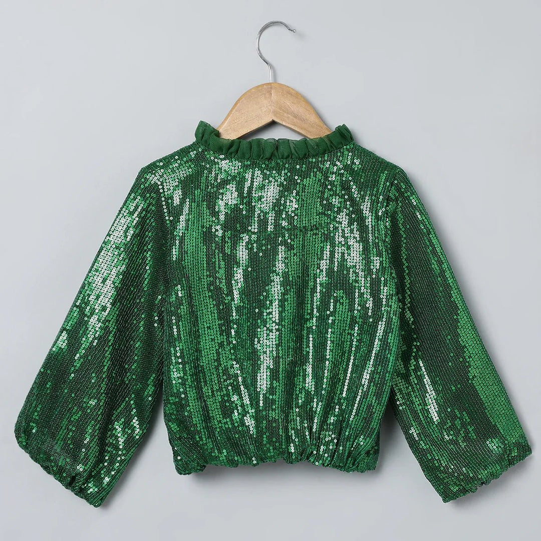 Emerald Green Sequin Party Jacket for Girls - BYB PREMIUM
