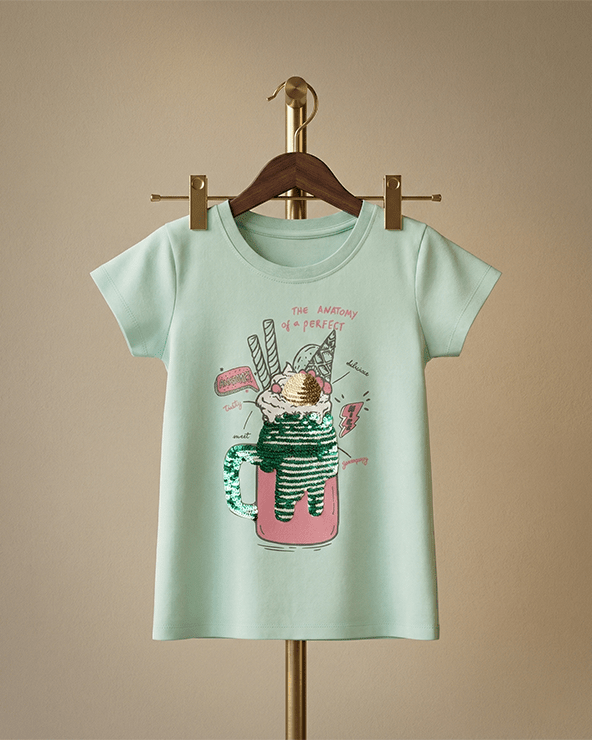 Fresh Teal Cotton T-Shirt for Girls - BYB PREMIUM