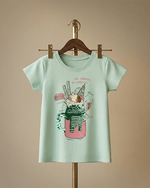 Load image into Gallery viewer, Fresh Teal Cotton T-Shirt for Girls - BYB PREMIUM
