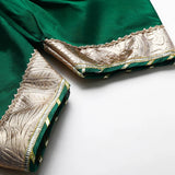 Fuchsia Pink Tissue Silk Mayurpankh Embroidered Top with Green Taffeta Dhoti - BYB PREMIUM