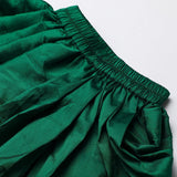Fuchsia Pink Tissue Silk Mayurpankh Embroidered Top with Green Taffeta Dhoti - BYB PREMIUM