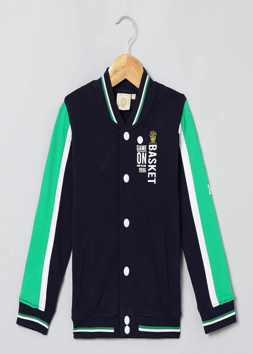 Game On Varsity Cotton Bomber Jacket – Navy Blue - BYB PREMIUM