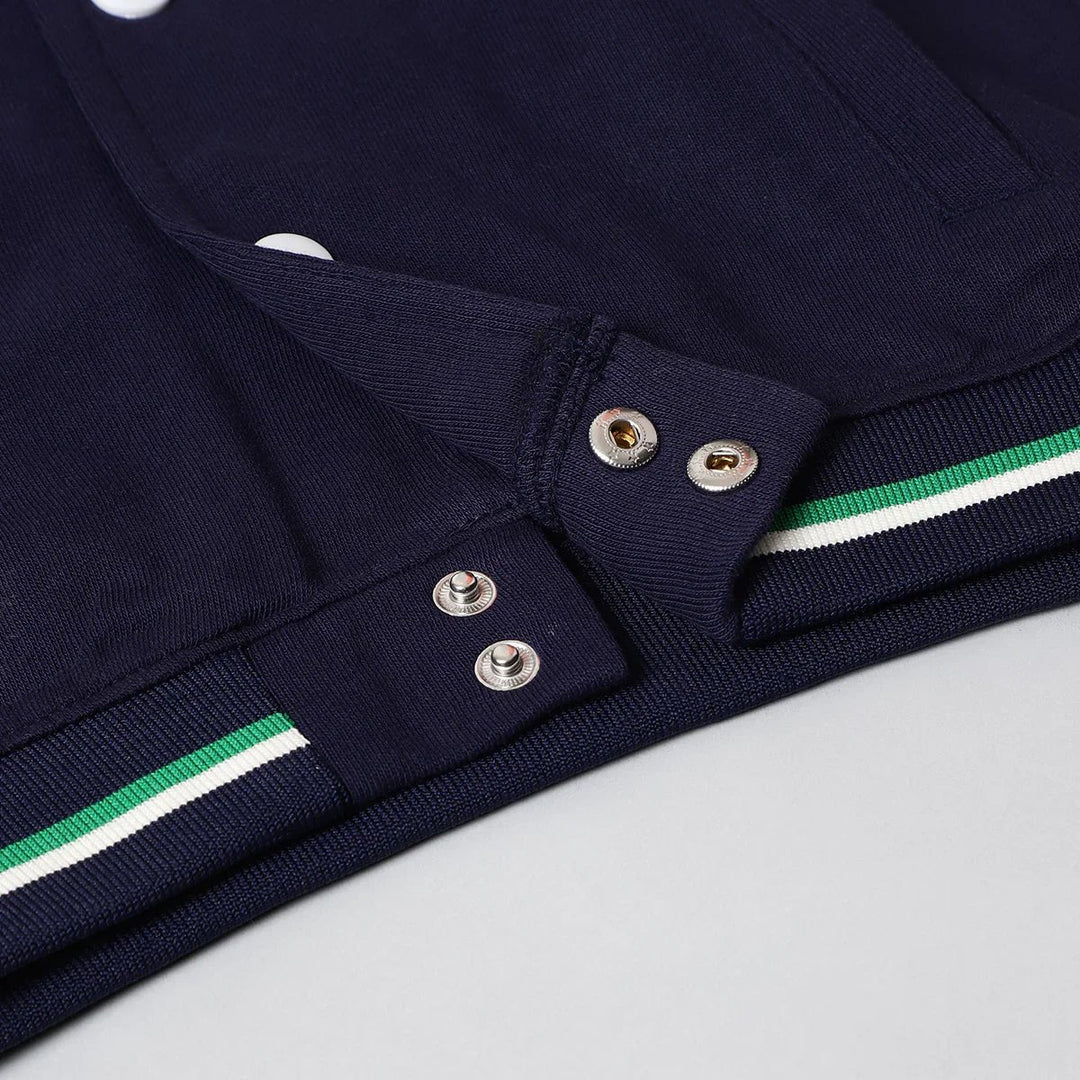 Game On Varsity Cotton Bomber Jacket – Navy Blue - BYB PREMIUM