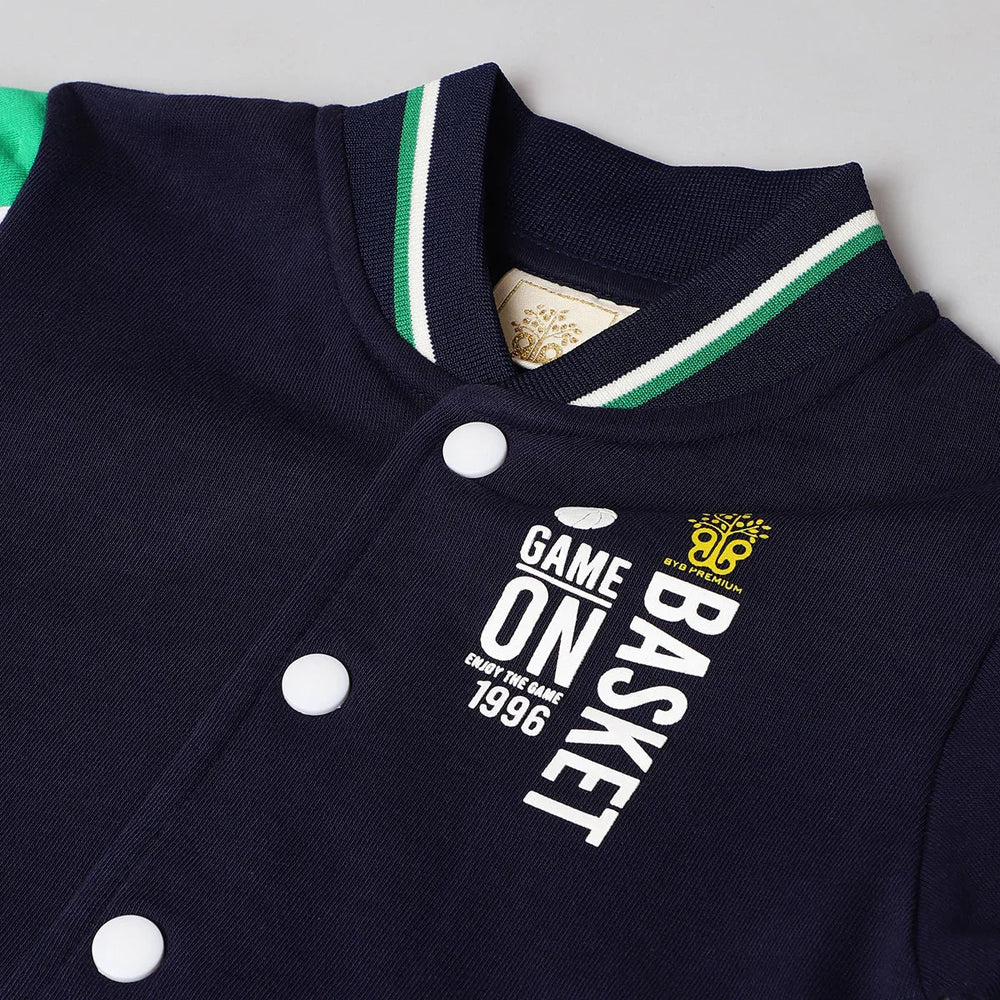 Game On Varsity Cotton Bomber Jacket – Navy Blue - BYB PREMIUM