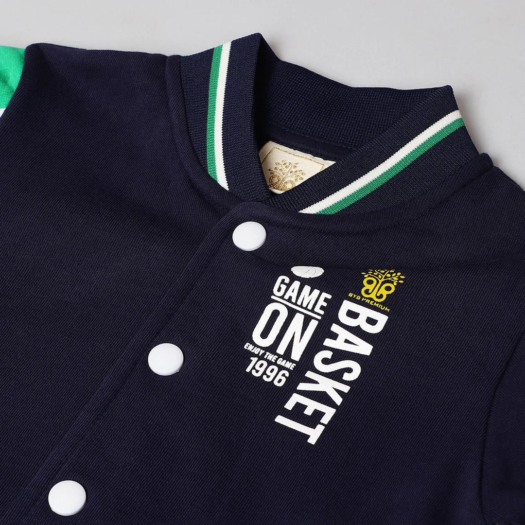 Game On Varsity Cotton Bomber Jacket – Navy Blue - BYB PREMIUM
