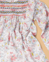 Girls Dobby Cotton Dress Combo Set – Floral Dress & Peach Top Outfit (Pack of 2) - BYB PREMIUM