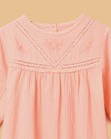 Girls Dobby Cotton Dress Combo Set – Floral Dress & Peach Top Outfit (Pack of 2) - BYB PREMIUM