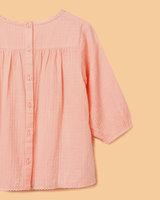 Girls Dobby Cotton Dress Combo Set – Floral Dress & Peach Top Outfit (Pack of 2) - BYB PREMIUM