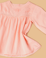 Girls Dobby Cotton Dress Combo Set – Floral Dress & Peach Top Outfit (Pack of 2) - BYB PREMIUM