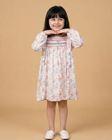 Girls Dobby Cotton Dress Combo Set – Floral Dress & Peach Top Outfit (Pack of 2) - BYB PREMIUM