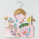 Load image into Gallery viewer, Girls Floral Embroidered Crop Top with Pink Skirt | Party &amp; Festive Wear - BYB PREMIUM
