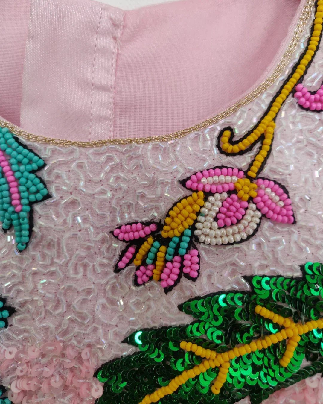 Girls floral embroidered crop top with pink skirt | party & festive wear   byb premium