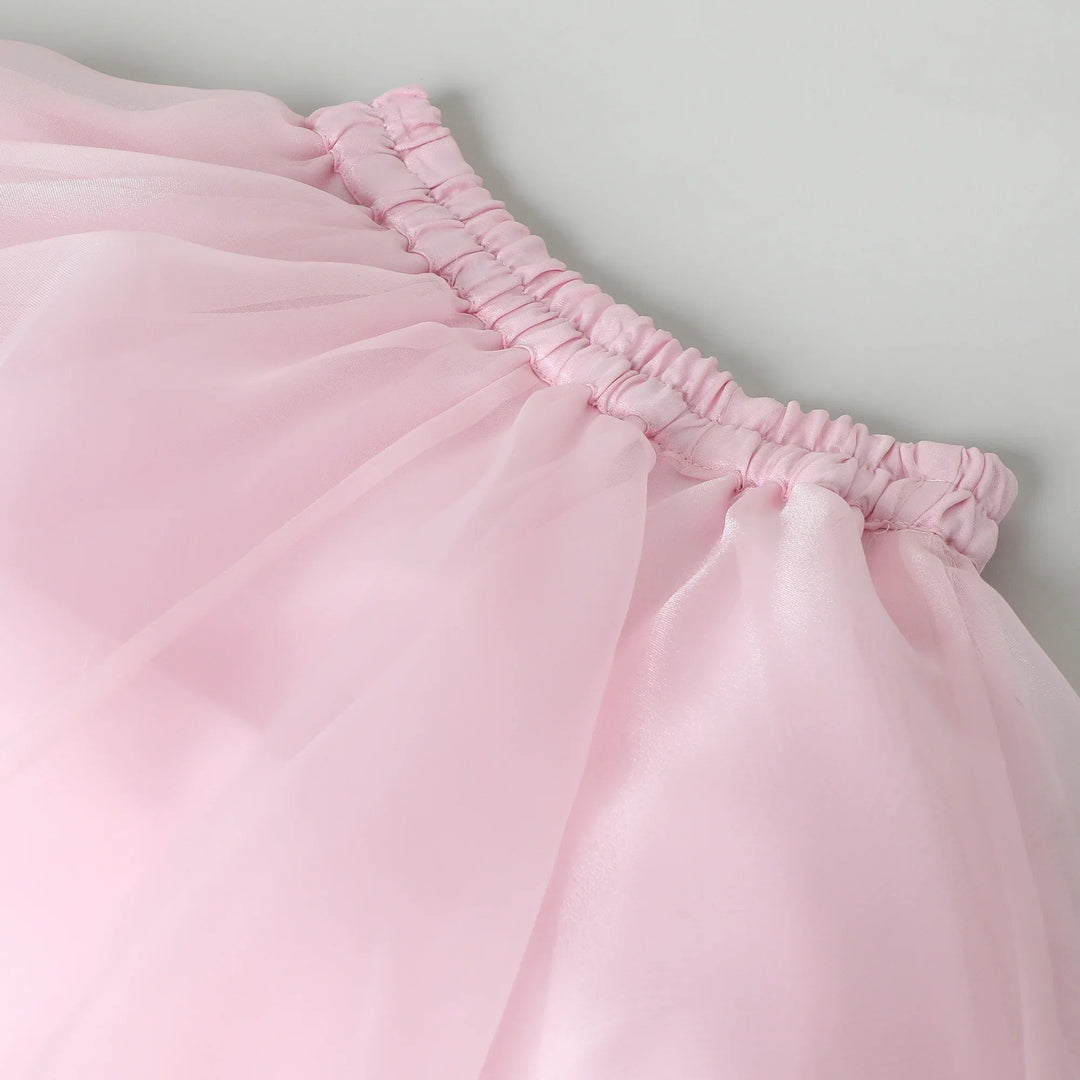 Girls Floral Embroidered Crop Top with Pink Skirt | Party & Festive Wear - BYB PREMIUM