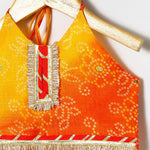 Load image into Gallery viewer, Girls Kota Doria Lehenga Set with Gota Embellished Strappy Top &amp; Skirt - BYB PREMIUM
