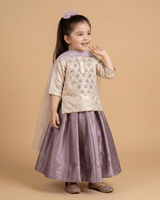 Girls Lavender Silk Lehenga Set with Embroidered Top & Dupatta ‚Äì Ethnic Wear - BYB PREMIUM