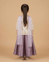 Girls Lavender Silk Lehenga Set with Embroidered Top & Dupatta – Ethnic Wear - BYB PREMIUM