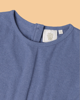 Girls Linen Lurex Co-ord Combo Set – Blue Jumpsuit & Embroidered Top with Shorts (Pack of 2) - BYB PREMIUM
