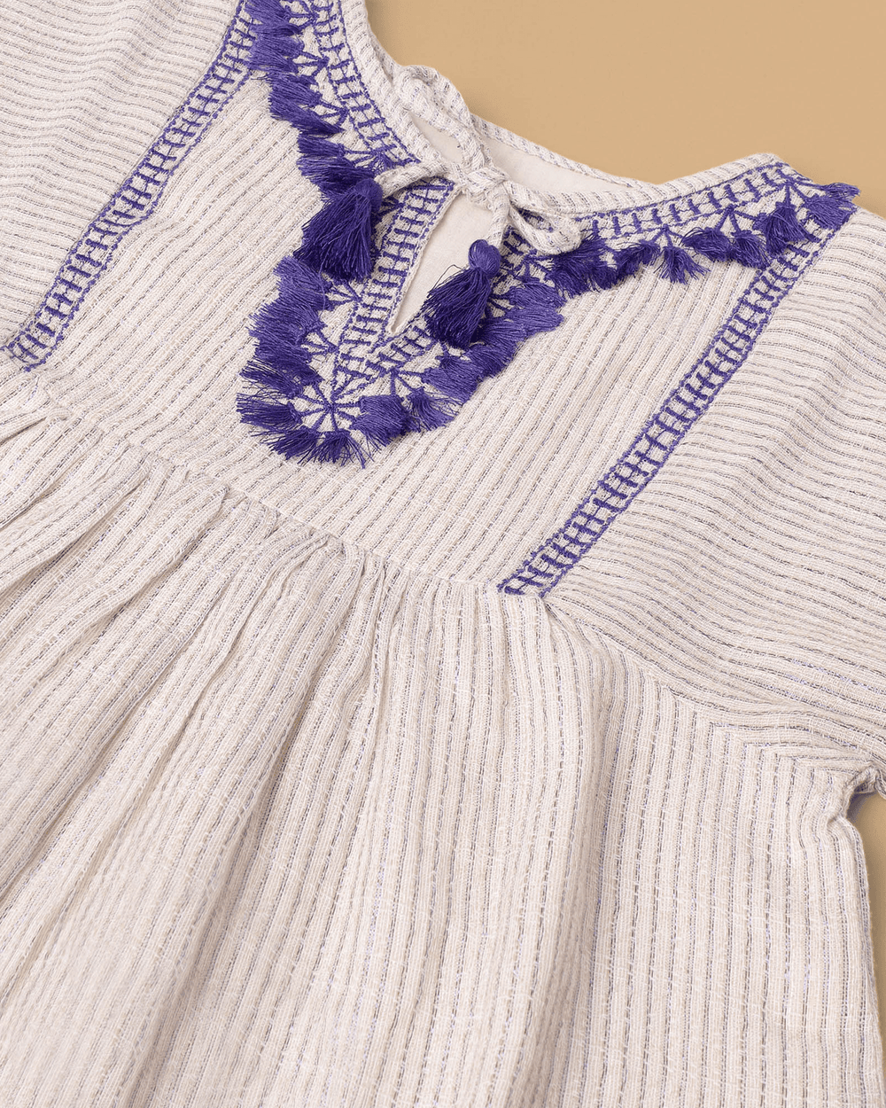 Girls Linen Lurex Co-ord Combo Set – Blue Jumpsuit & Embroidered Top with Shorts (Pack of 2) - BYB PREMIUM