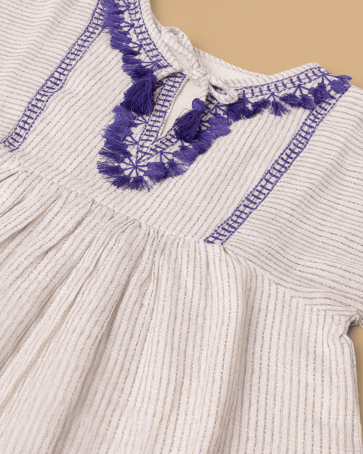 Girls linen lurex co ord combo set – blue jumpsuit & embroidered top with shorts (pack of 2)   byb premium