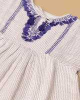 Girls Linen Lurex Co-ord Combo Set – Blue Jumpsuit & Embroidered Top with Shorts (Pack of 2) - BYB PREMIUM