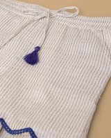 Girls Linen Lurex Co-ord Combo Set – Blue Jumpsuit & Embroidered Top with Shorts (Pack of 2) - BYB PREMIUM