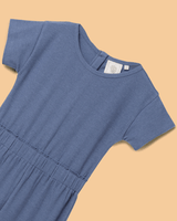Girls Linen Lurex Co-ord Combo Set – Blue Jumpsuit & Embroidered Top with Shorts (Pack of 2) - BYB PREMIUM