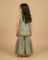 Girls Mint Green Cotton Sharara Set with Printed Top|Premium Cotton Ethnic Wear - BYB PREMIUM