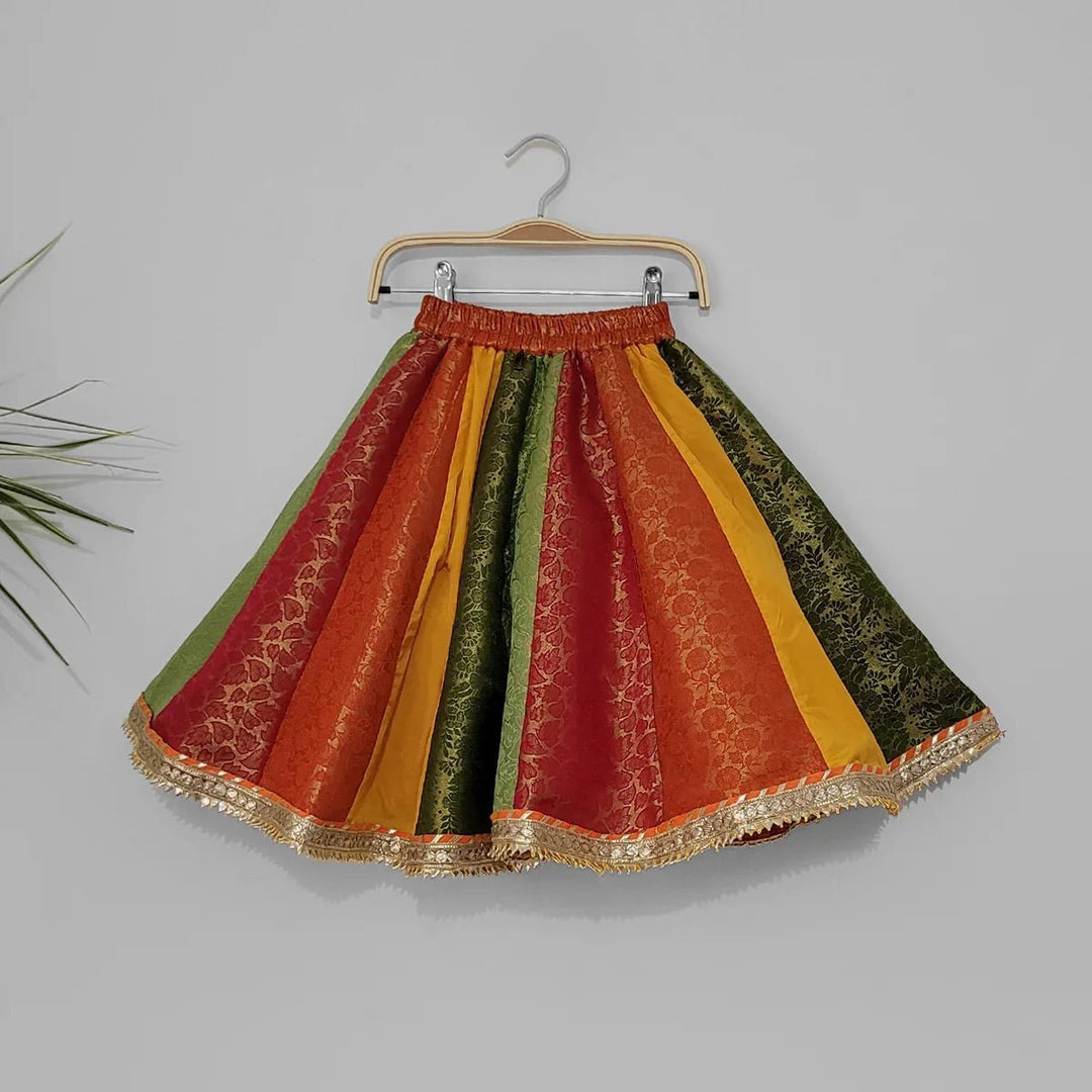 Girls Multicolor Banarasi Lehenga Set - BYB PREMIUM