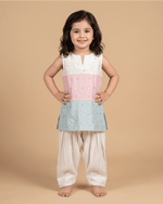 Load image into Gallery viewer, Girls Pastel Chanderi Kurta Set with Dhoti Pants - BYB PREMIUM
