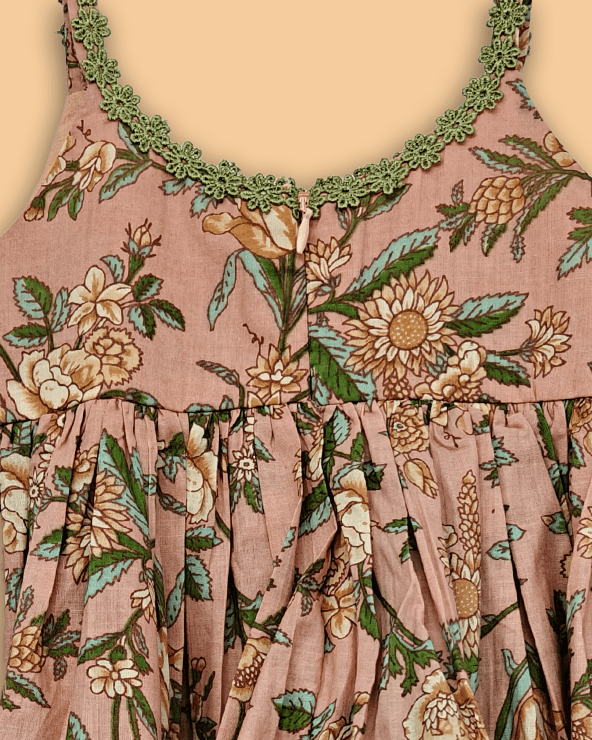 Girls Peach Cotton Sharara Set with Printed Peplum Top| Premium Cotton Ethnic Wear - BYB PREMIUM