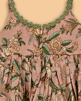 Girls Peach Cotton Sharara Set with Printed Peplum Top| Premium Cotton Ethnic Wear - BYB PREMIUM