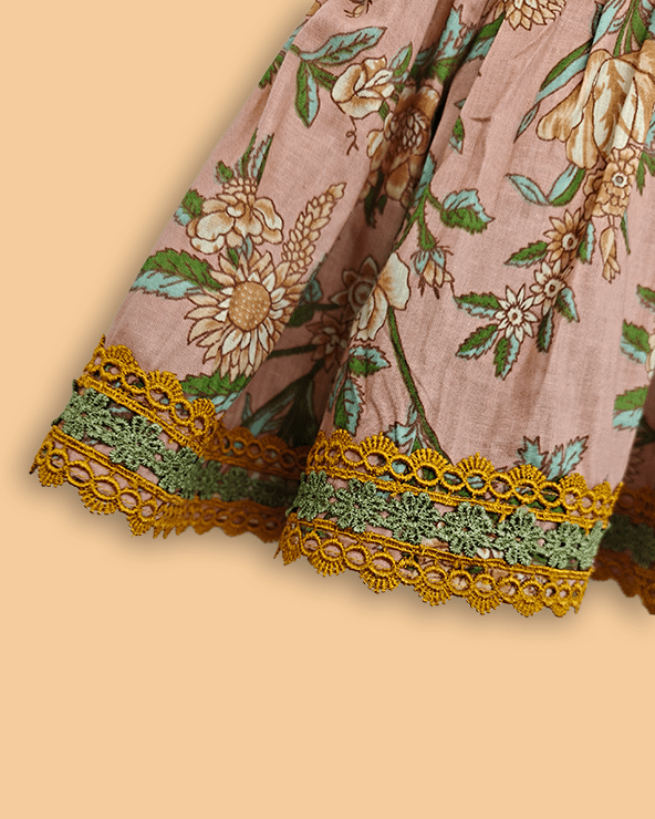 Girls Peach Cotton Sharara Set with Printed Peplum Top| Premium Cotton Ethnic Wear - BYB PREMIUM