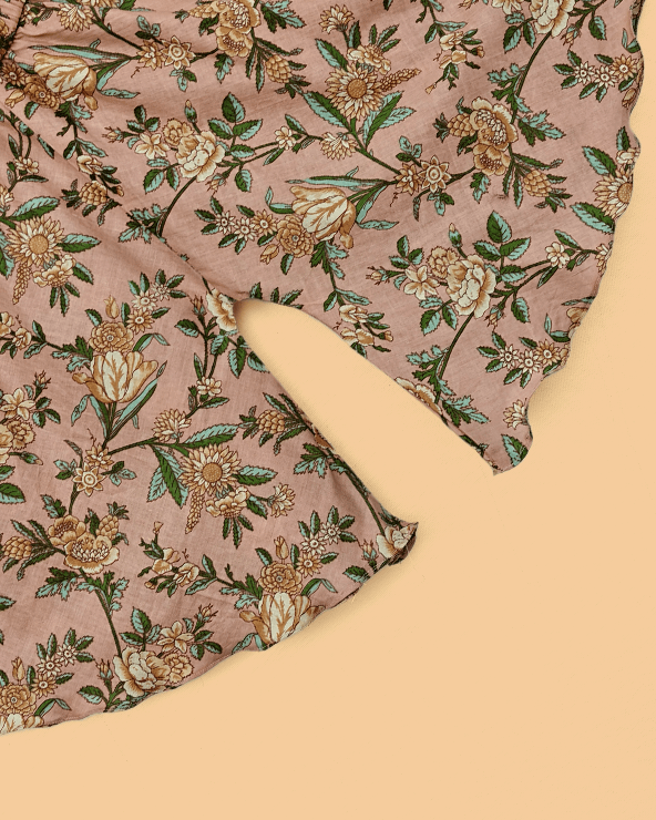 Girls Peach Cotton Sharara Set with Printed Peplum Top| Premium Cotton Ethnic Wear - BYB PREMIUM
