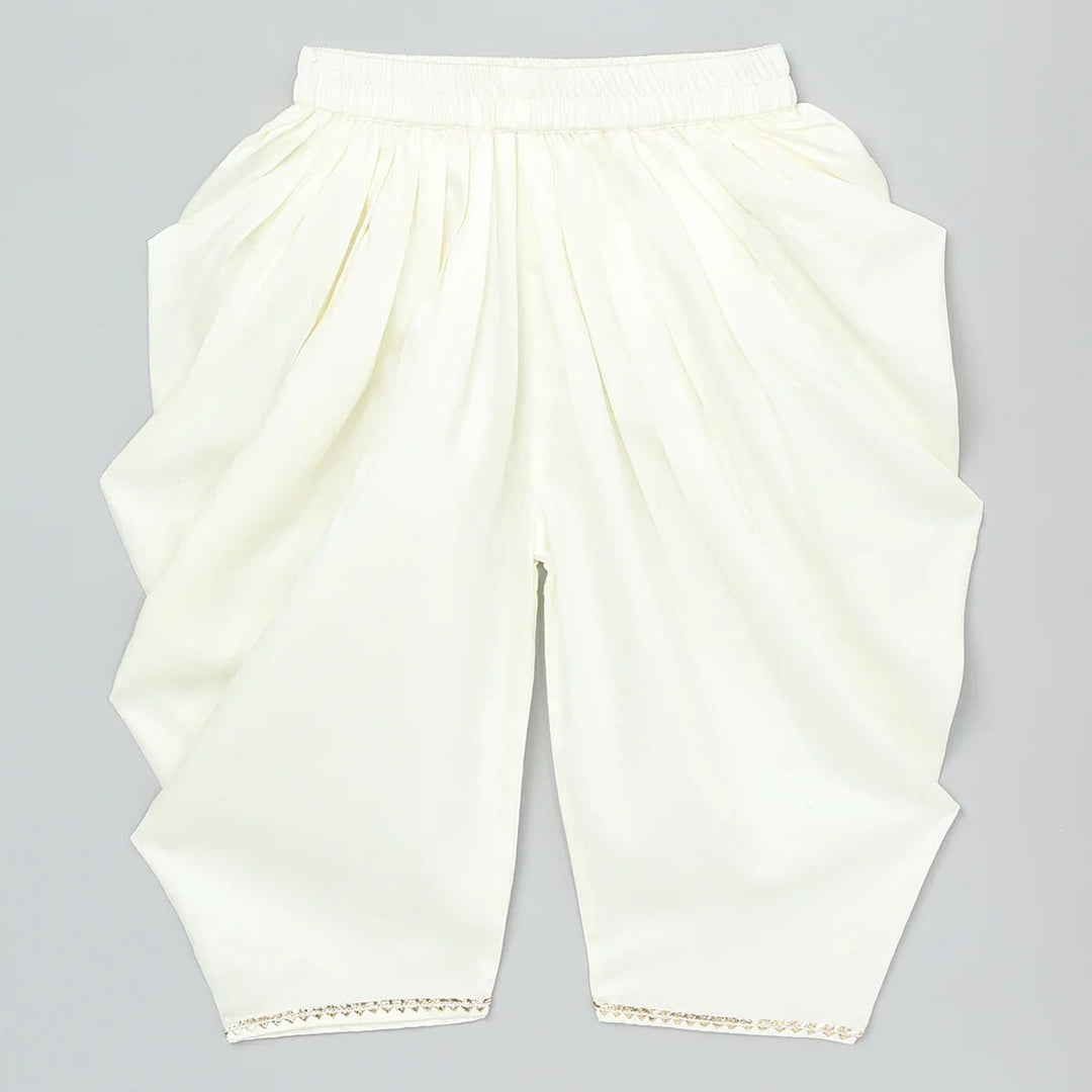 Girls Pink Floral Off - Shoulder Dhoti Set - BYB PREMIUM