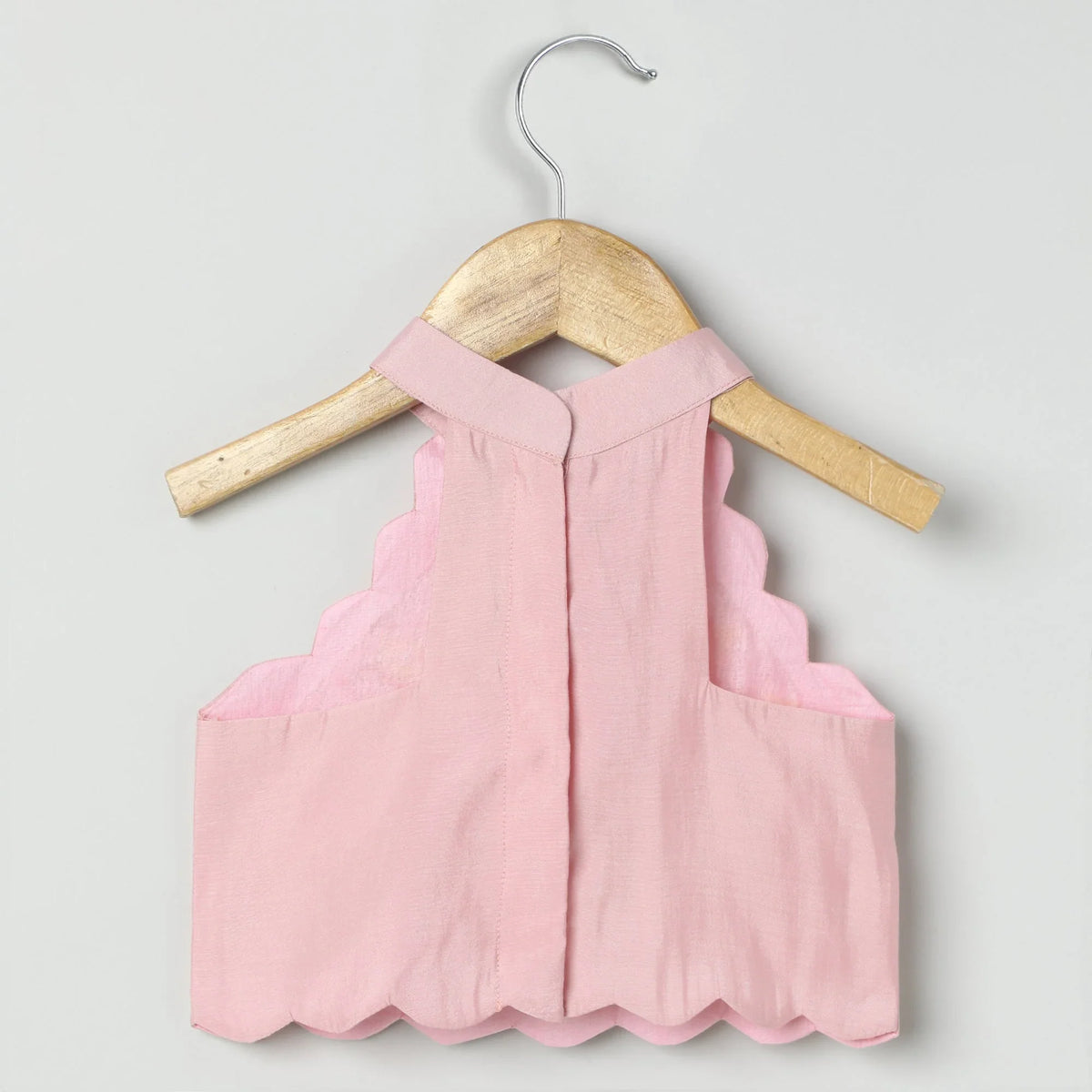 Girls pink mirror‑work lehenga set with halter top and dupatta   byb premium