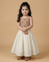 Girls Pure Cotton Embroidered Crop Top & Flared Skirt Set - BYB PREMIUM