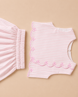 Girls Pure Cotton Pink Striped Co-Ord Set with Scalloped Embroidery - BYB PREMIUM